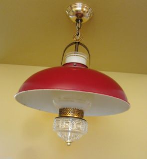 Lighting Antique 1940s Lightolier Red Kitchen Ceiling Light