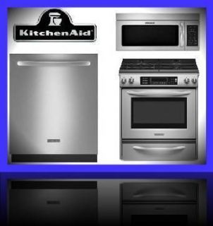 KitchenAid 3 Piece Appliance Package Gas Range, Microwave and