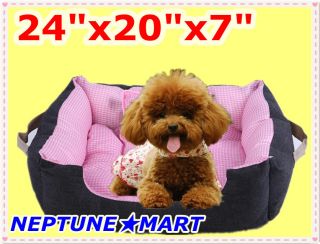 24x20x7 Pink Pet Soft Bed Warm Cat Dog House Pad Nest Mat W/Pillow NIB