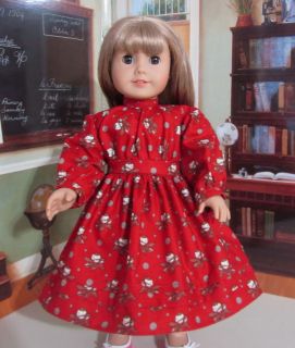 Red Calico School Dress for American Girl Kirsten