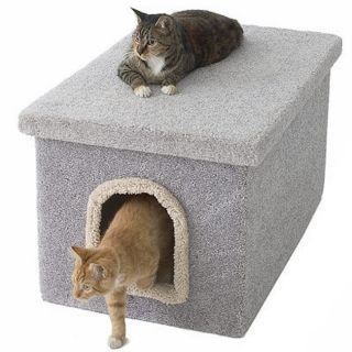 Cat Litter Box Pet Dome Condos Hidden Place Carpet Wood Pet Supplies