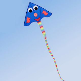 Kites Long Tail Blue Simle Kite Beach Outdoor Sports Fun & Easy to Fly