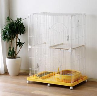 Animal Cage Cat Tower Cat Condo 2 Tier Cat Cage PEC 902 Yellow