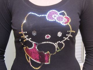 New Hello Kitty Kat Fairy Wings Sequin Long Sleeve Tshirt Sizes s M L