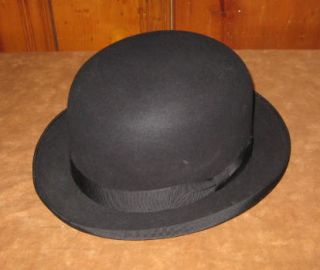 Mans Vintage Knox Superfine Black Felt Bowler Hat 7 1 8 Derby