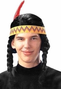 Mens Indian Wig Halloween Holiday Costume Party