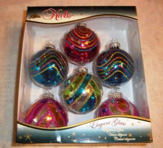 Krebs Elegant Glass Colorful Glitter Ornaments