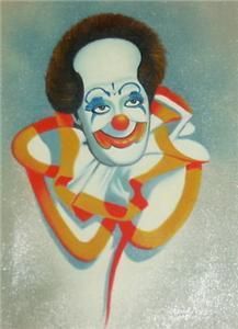 Signed Original M Kornberg Circus Clown Oil Painting