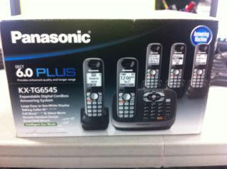 Panasonic KX TG6545B DECT 6 0 Plus Cordless Phone Black 5 Handsets