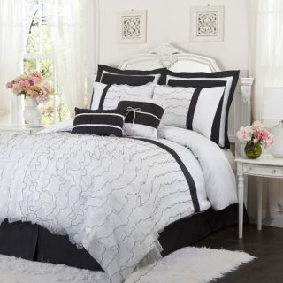 Amour Eternel Romana Black White 4 Piece Comforter Set New