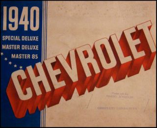 1940 Chevrolet Brochure Special Master Deluxe 85 Original 40