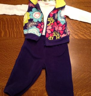 Carters Baby Infant Girls Fleece Outfit Floral Vest 6 9 Months