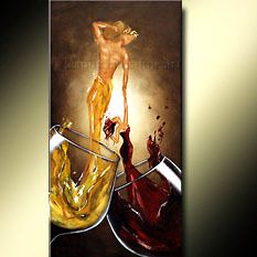 Woman Man Love Wine Art Giclee of Leanne Laine Painting