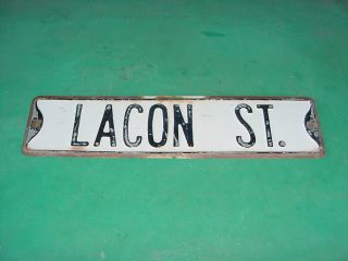 1950s Vintage Lacon Street Old Embossed Steel Street Road Sign