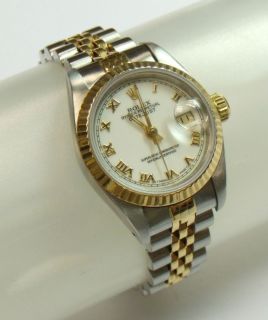 Rolex Ladies Stainless Steel 18K Gold Datejust Model 69163 Watch