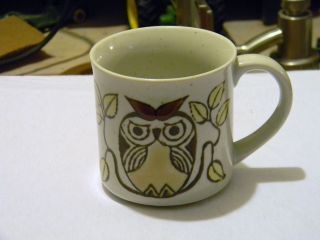 Vintage Owl Coffee Mug 70s Stoneware Collectable Coffee Cup