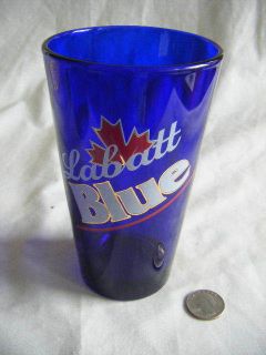 Cobalt Blue Labatts Beer Glass Great Advertising Look