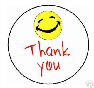Thank You Smiley Face Labels Stickers 1008 Qty