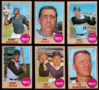 1968 Topps Pittsburgh Pirates 8 Diff Bunning Face Wills