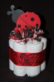 Mini Diaper Cake LADYBUG Girls Nursery Decor Baby Shower Gift