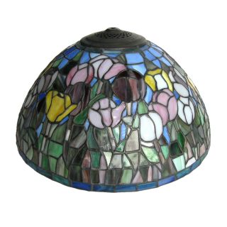 Leaded Stained Glass Floral Lamp Shade 16 x 8 NIB