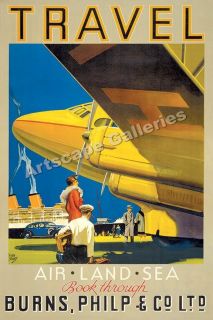 Travel Land Air Sea Classic Travel Poster 24x16