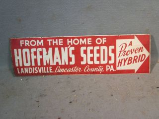 HOFFMANS SEEDS DOUBLE SIDED ARROW ADVERTISING TIN SIGN LANDISVILLE PA