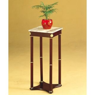 Lake Stevens 27 50 Plant Stand in Cherry with Green Square Marble Top