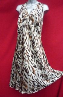 LANE BRYANT Busty ANIMAL PRINT SATINY 100% SILK Dress size 22 22w 3x