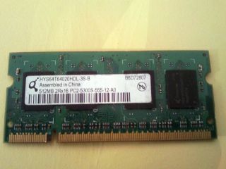 512MB Laptop Memory RAM upgrade PC2 5300S 555 12 A0 HYS64T64020HDL 3S