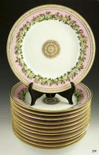 11 1870s Hand Painted Paris Porcelain Large Soup Bowls