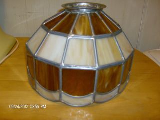 Vintage Slag Glass Stained Leaded Glass Lamp Shade