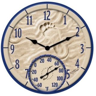 Large 14 Outdoor Pool Patio Garden Wall Clock Thermometer Temperature