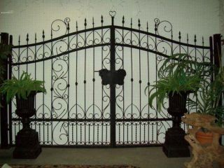 12 Foot Wrought Iron Driveway Estate Gates with Spikes