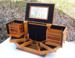 NICE Large Heavy Wooden OAK JEWELRY CHEST BOX Lori Greiner For Your