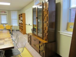 Lane Brutalist Paul Evans Style Cubist China Cabinet Hutch Conference