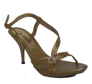 Lasonia S4352 Womens Gold Trendy Strappy High Heels
