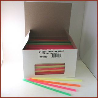 2400 8 Neon Fat Straws 7mm /.27 Inches Case of 6 Boxes of 400 UPC