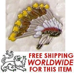 Hat Lapel Pin Tie Tac Western Indian Chief Headdress N