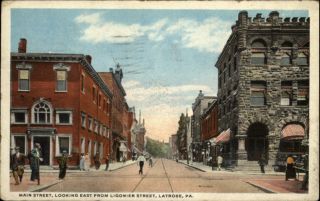 Latrobe PA Main Street Scene Old Postcard