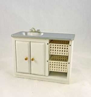 Dollhouse Miniature Laundry Kitchen Sink with Baskets