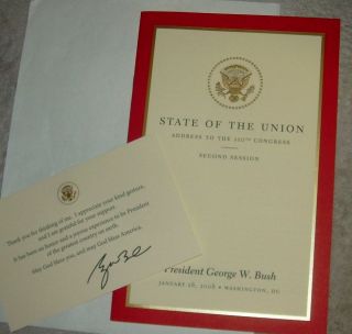 PRESIDENT BUSH STATE OF UNION ADDRESS 2008 BOOK + WHITE HOUSE SIGNED