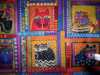 panel FABULOUS FELINES Laurel Burch Clothworks Cats bright colors