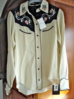 1K Isabel Marant Lauryn Cowgirl Western Embroidered Blouse Ivory 40