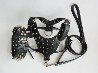Leather Dog Harness Collar Leashes Set More Sizes Available