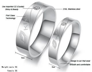 Titanium Steel Kiss Lip Promise Ring Couple Wedding Bands Many Sizes