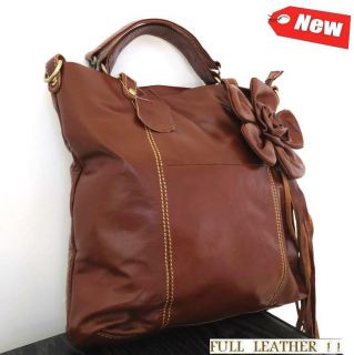 Genuine leal leather woman bag design brown purse Vintage tote Handbag