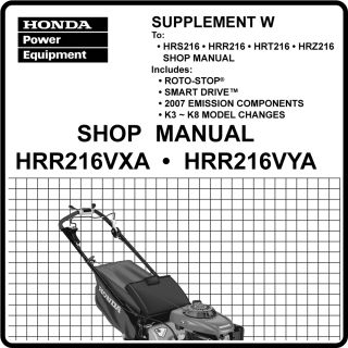 Honda HRR216 VXA VYA Lawn Mower Service Repair Manual 61VG3600WE6
