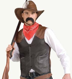 Cowboy Adult Faux Leather Western Costume Vest Brown