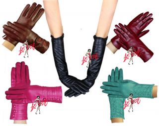 New Women Ladies Soft Coloured Leather Gloves Sizes SM Ml